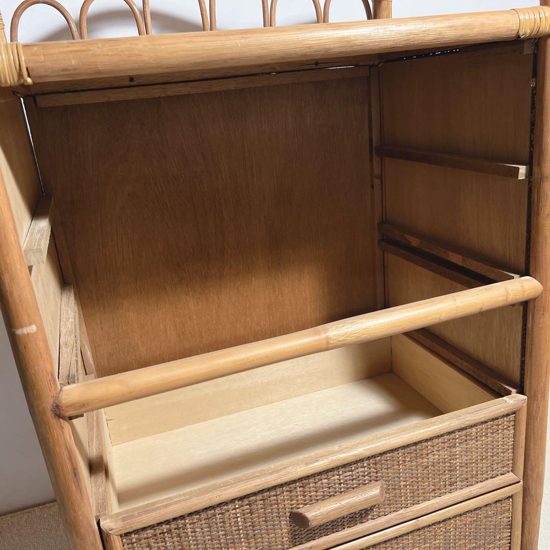 レトロ✨ラタン5段チェスト籐タンス　掃除済