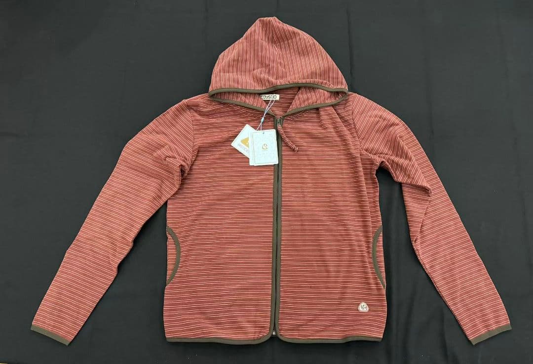 coyseio ストレッチ赤茶色ストライプパーカー