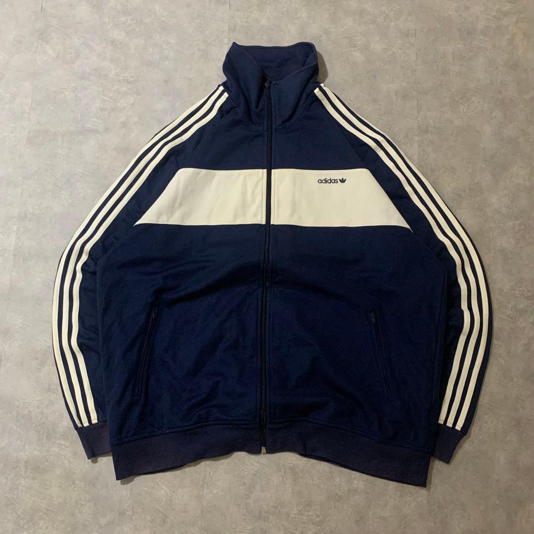 アディダスadidas古着トラックジャケットベッケンバウアーネイビーDB147