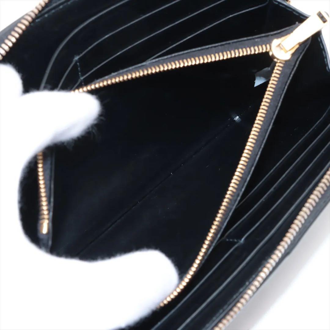 美品 ボッテガヴェネタ マキシイントレチャート ラウンドジップウォレット 黒