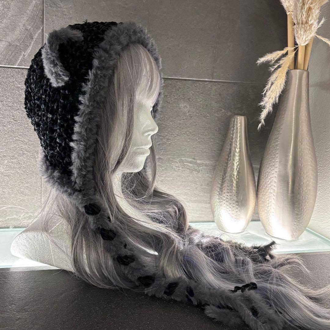 kurag様オーダー　猫耳ニット帽　ボンネット