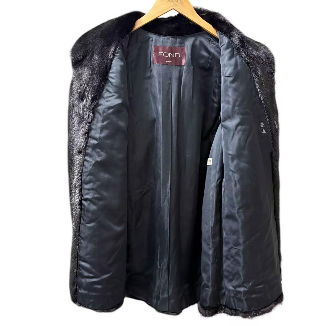 FOND　ミンクコート　毛皮　リアルファー　柔らか　黒艶　着丈78