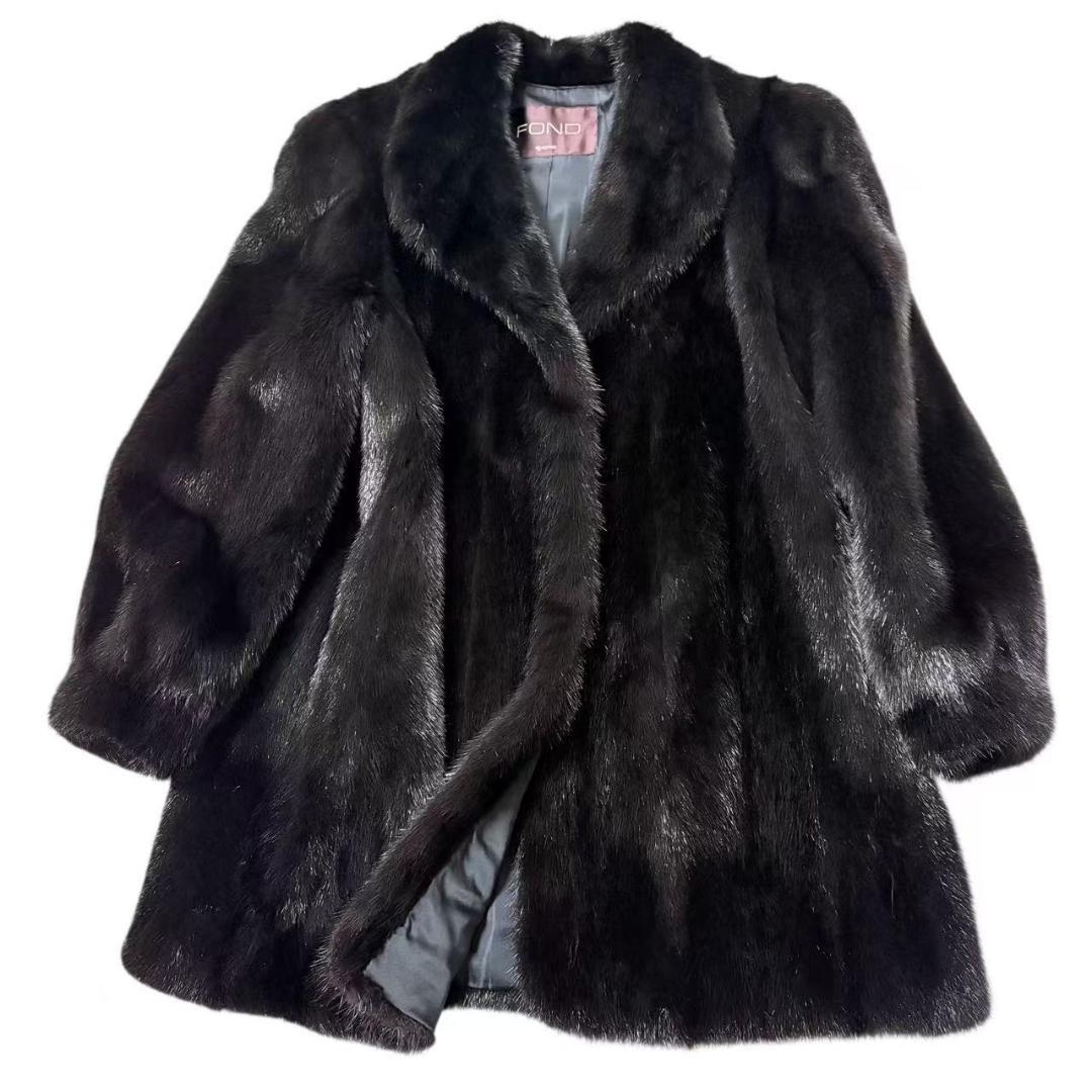 FOND　ミンクコート　毛皮　リアルファー　柔らか　黒艶　着丈78