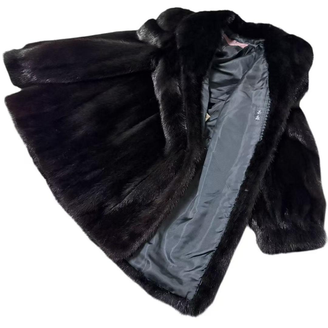 FOND　ミンクコート　毛皮　リアルファー　柔らか　黒艶　着丈78