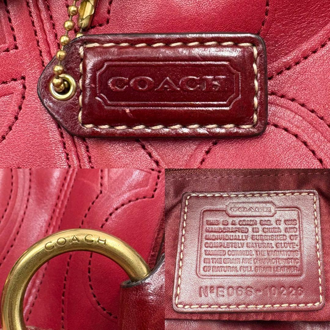 【美品】コーチ シグネチャー オールレザーハンドバッグ ホースビット タッセル
