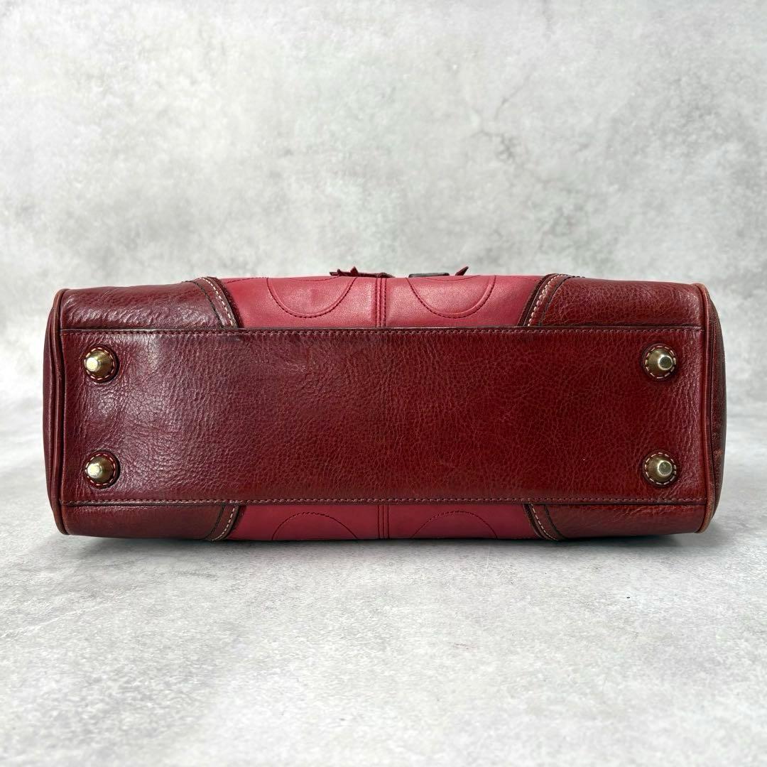 【美品】コーチ シグネチャー オールレザーハンドバッグ ホースビット タッセル