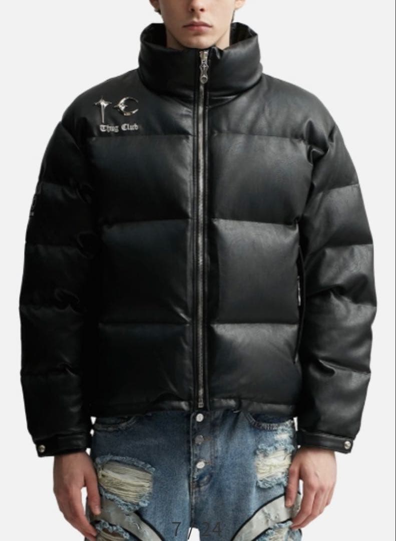 即日発送　thug club ダウンジャケット　サグクラブ　Mサイズ　レザー