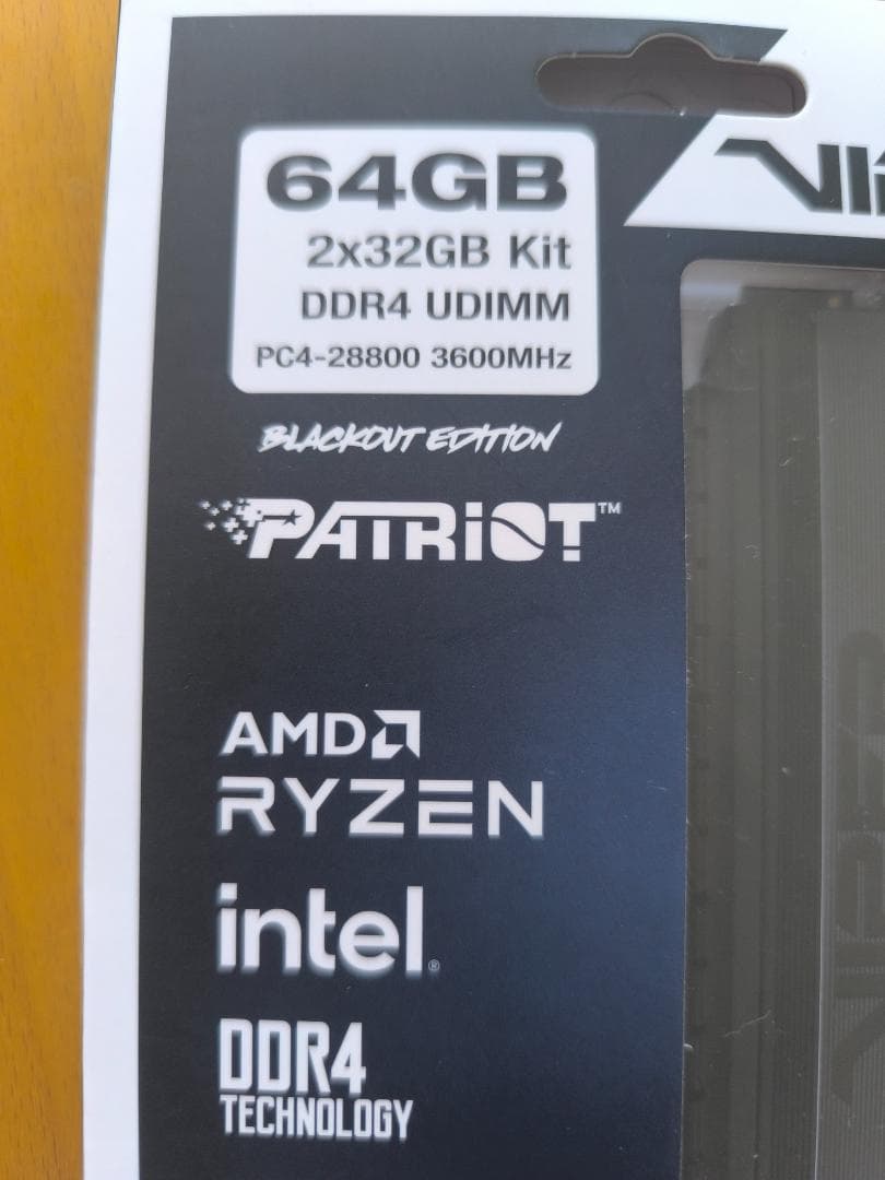 メモリー PATRIOT 32GBx2 =64GB DDR4-3600 PC4-28800