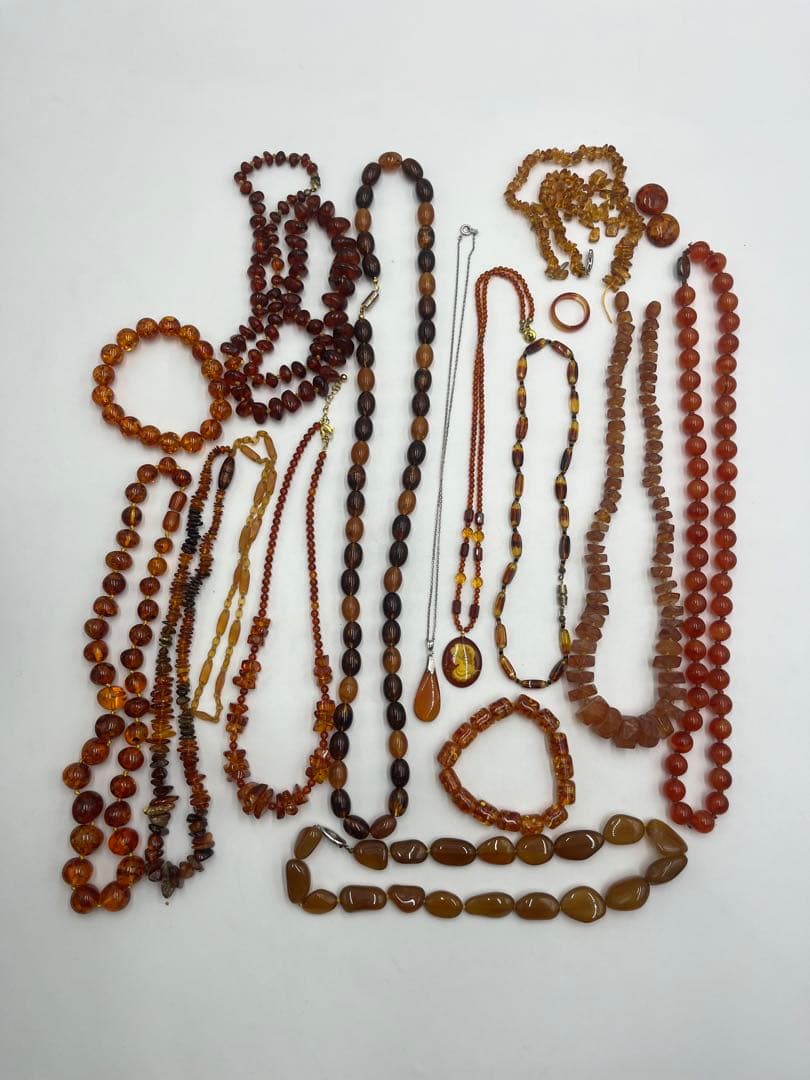 鼈甲？　琥珀？　アクセサリー　シルバー　ジャンク　まとめ売り　総重量約410g