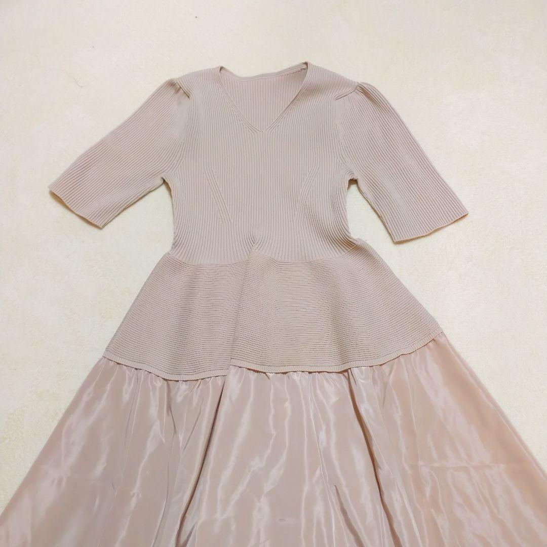 美品✨️CELFORD セルフォード ニットドッキングタフタワンピース ペプラム