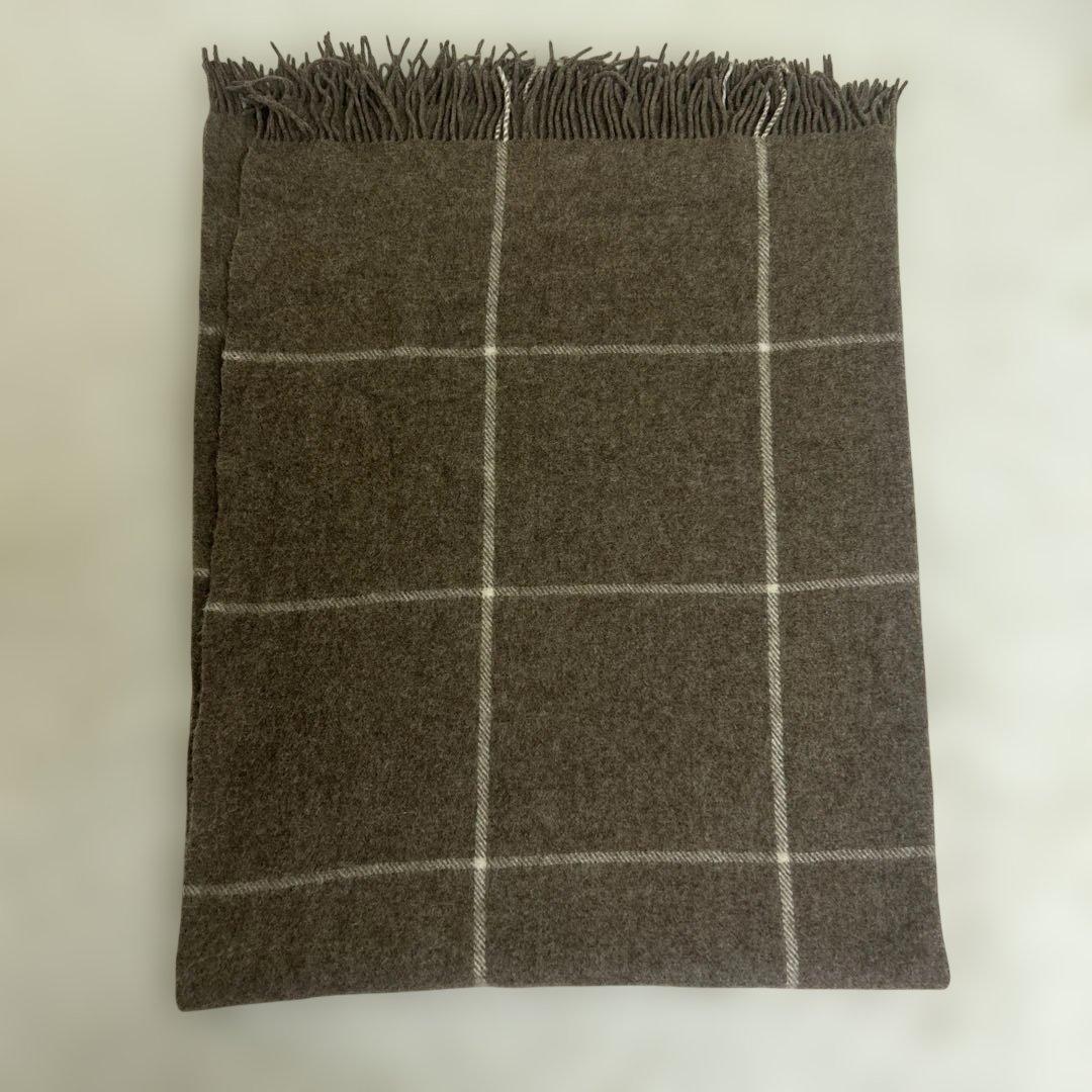 【美品】シルケボー　ブランケット　大判　ブラウン　チェック　130×185cm