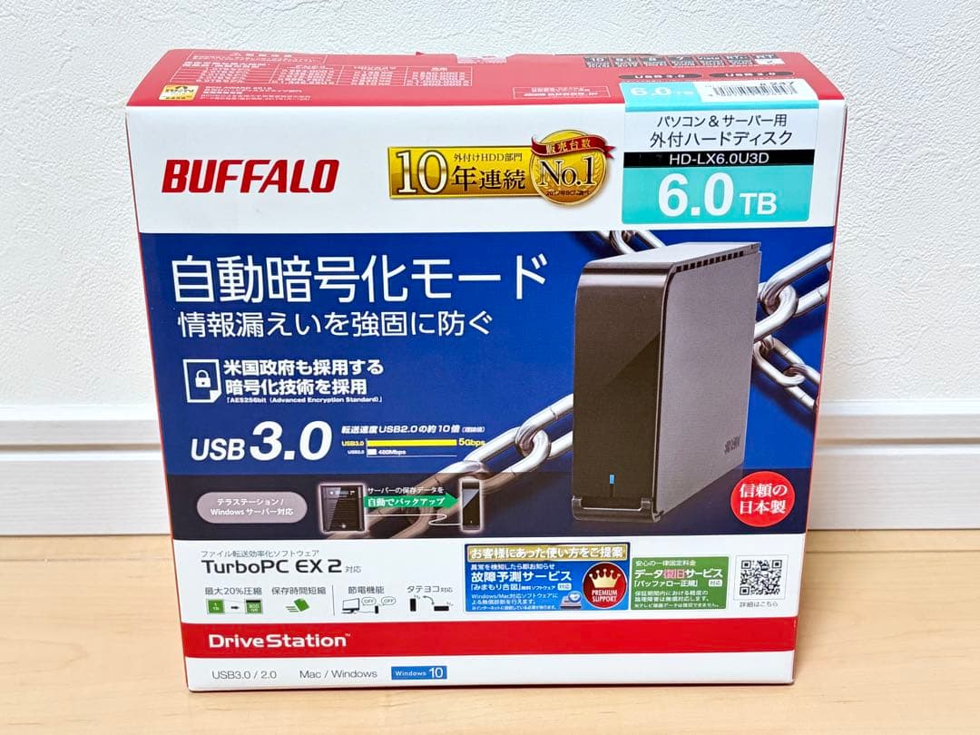 me BUFFALO 外付け6TB HD-LX6.0U3D 暗号化/ファン