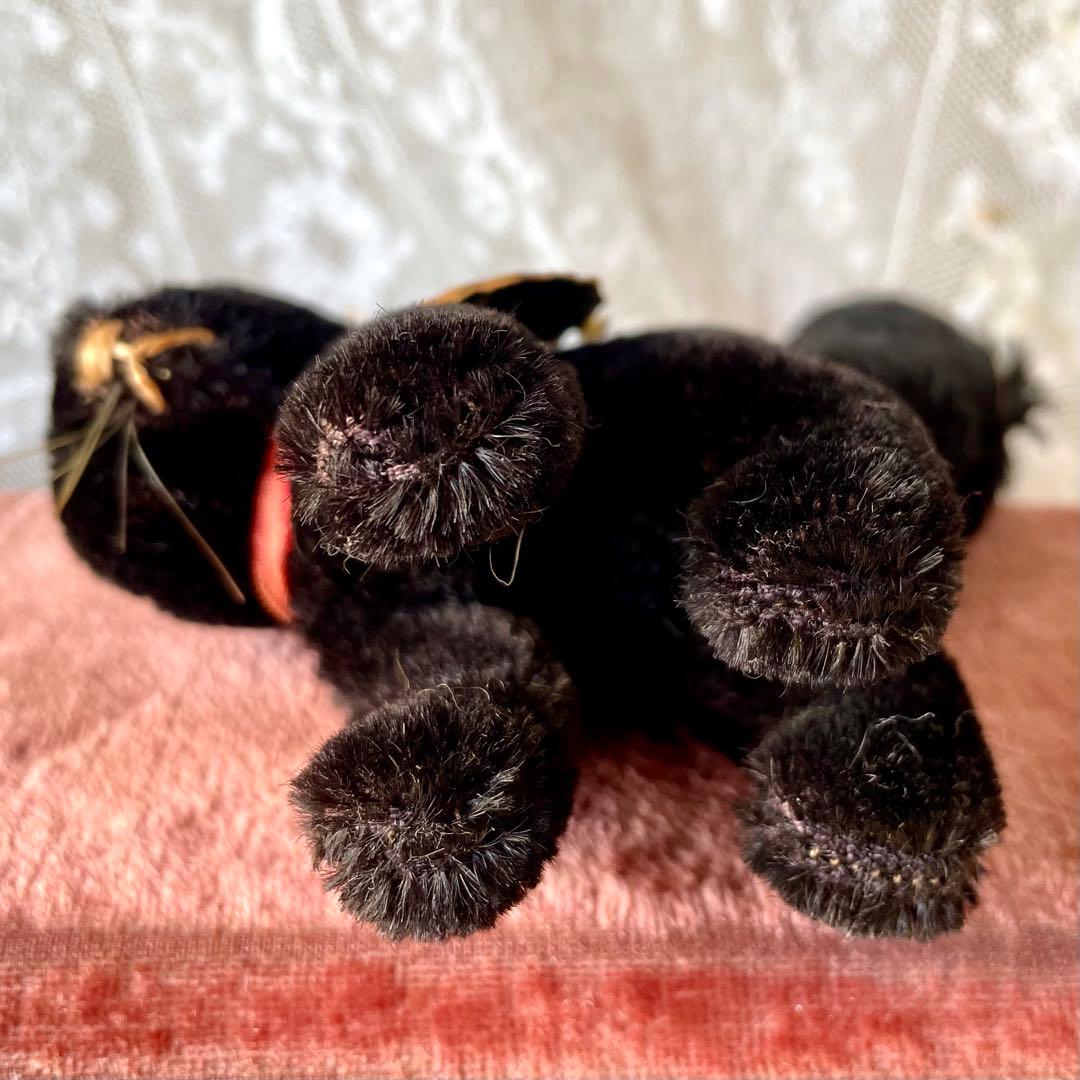 ハーマン黒猫ぬいぐるみ　ドイツヴィンテージHERMANN 検フランスアンティーク
