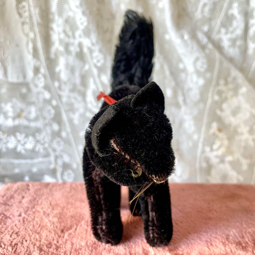 ハーマン黒猫ぬいぐるみ　ドイツヴィンテージHERMANN 検フランスアンティーク
