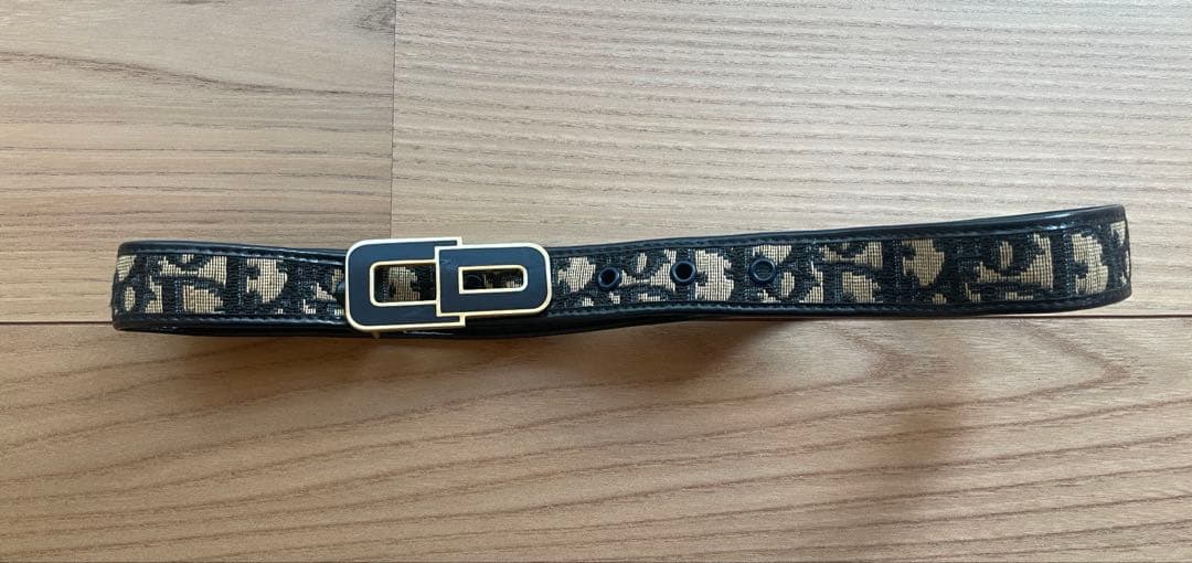 ディオール トロッター柄 ゴールドロゴバックル キャンバス×レザー ベルト