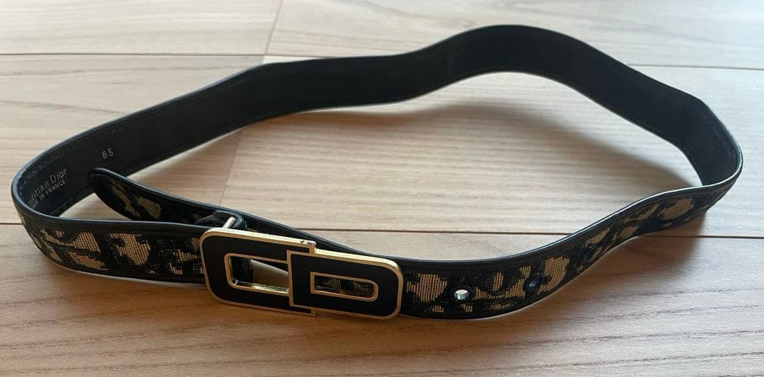 ディオール トロッター柄 ゴールドロゴバックル キャンバス×レザー ベルト