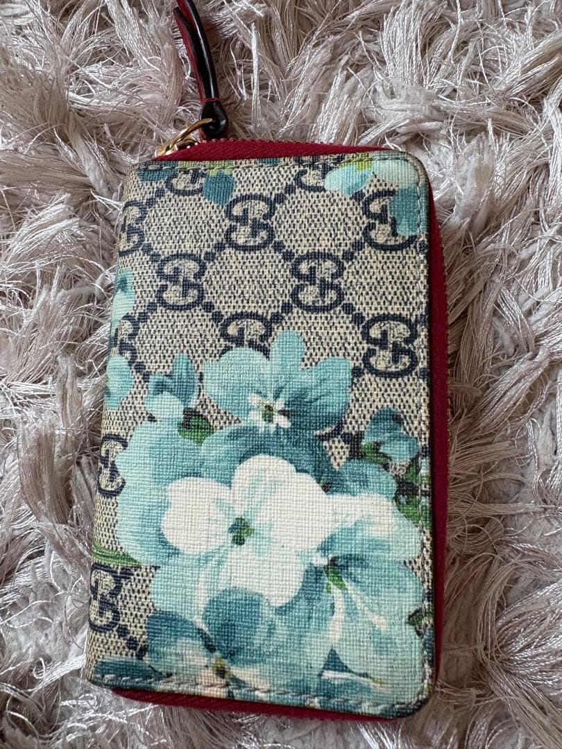 グッチ GG 花柄　ブルームス ケース カード ラウンドファスナー