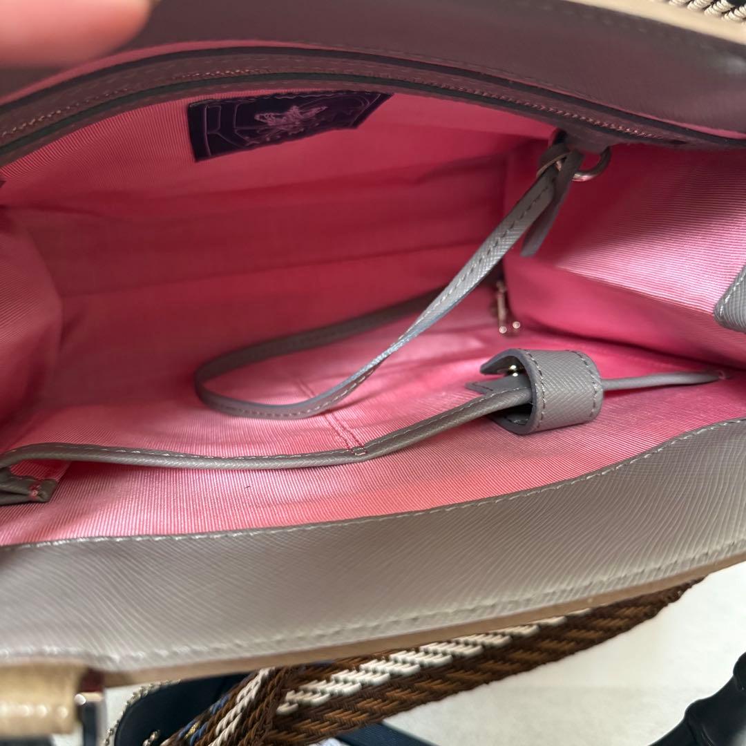 美品 ADMJ バンブーハンドル 2way ショルダーバッグ トートバッグ