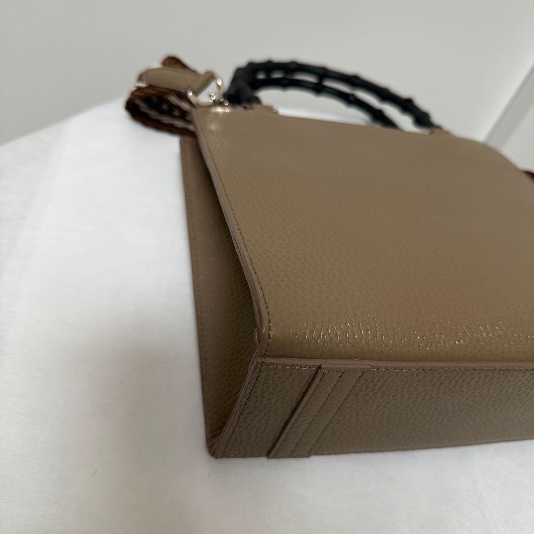 美品 ADMJ バンブーハンドル 2way ショルダーバッグ トートバッグ