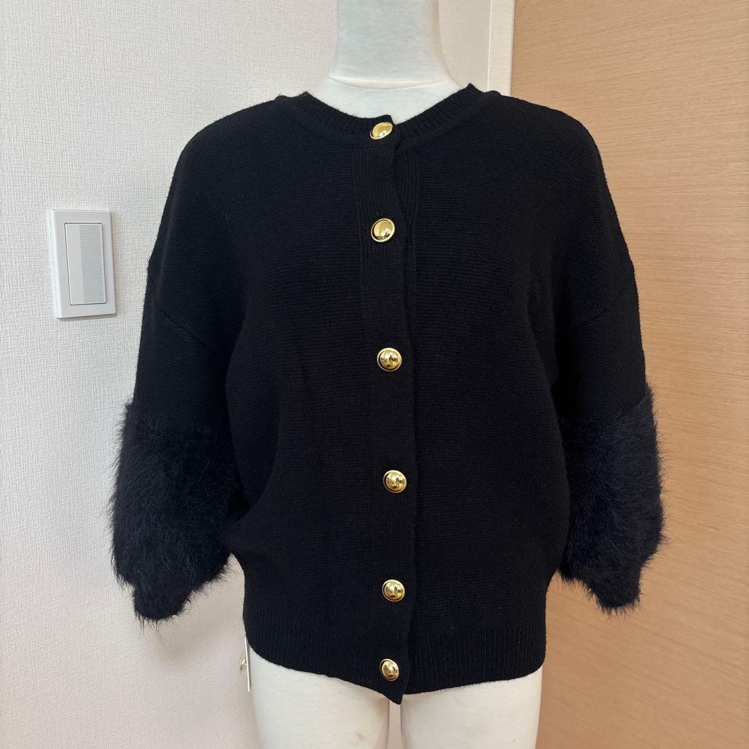 新品　TORRAZZO DONNA ファースリーブ2wayプルオーバー　ブラック