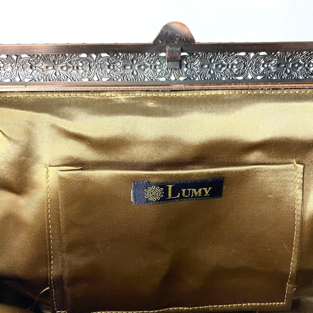 【美品】ルミーはしもと 総ビーズ ハンドバッグ がま口 皇室御用達