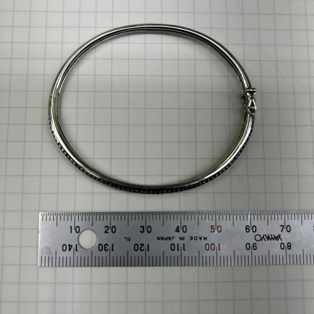 18金　ホワイトゴールド　ブラックダイヤバングル　ユニセックス