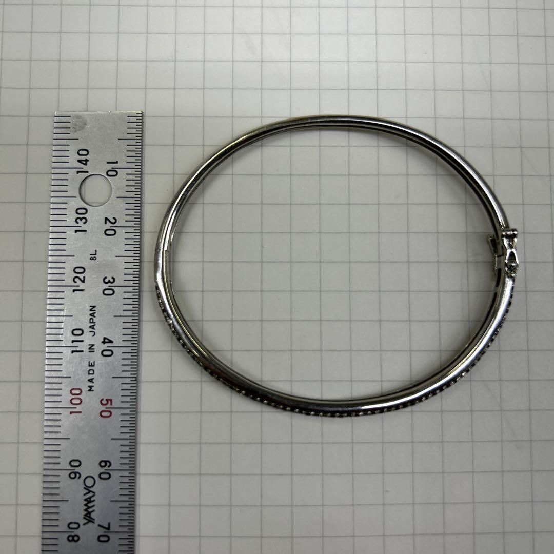 18金　ホワイトゴールド　ブラックダイヤバングル　ユニセックス