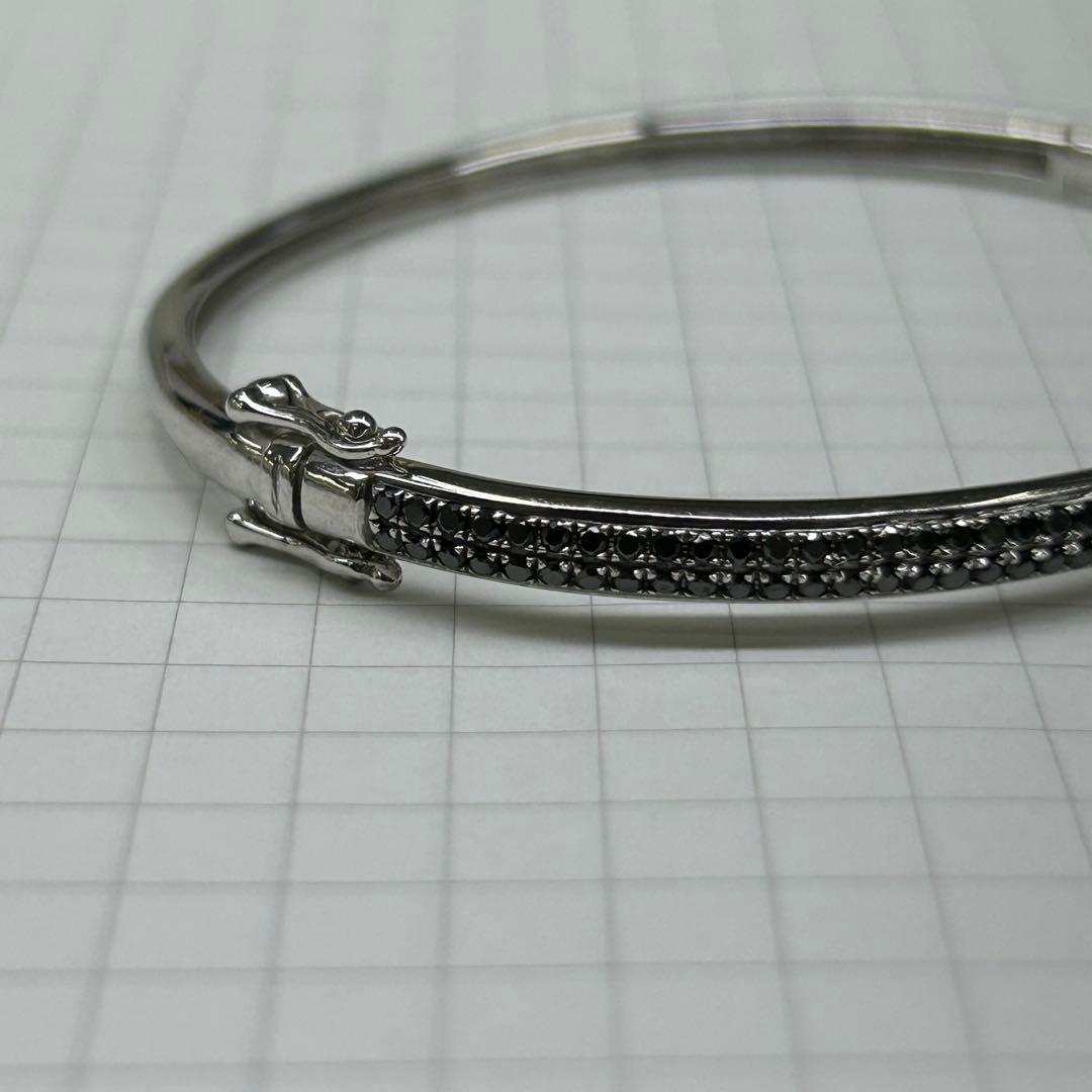 18金　ホワイトゴールド　ブラックダイヤバングル　ユニセックス
