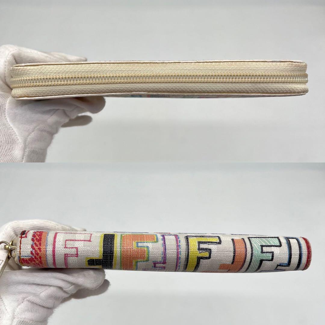 【希少】FENDI 長財布 ラウンドファスナー ズッカ柄 マルチカラー PVC