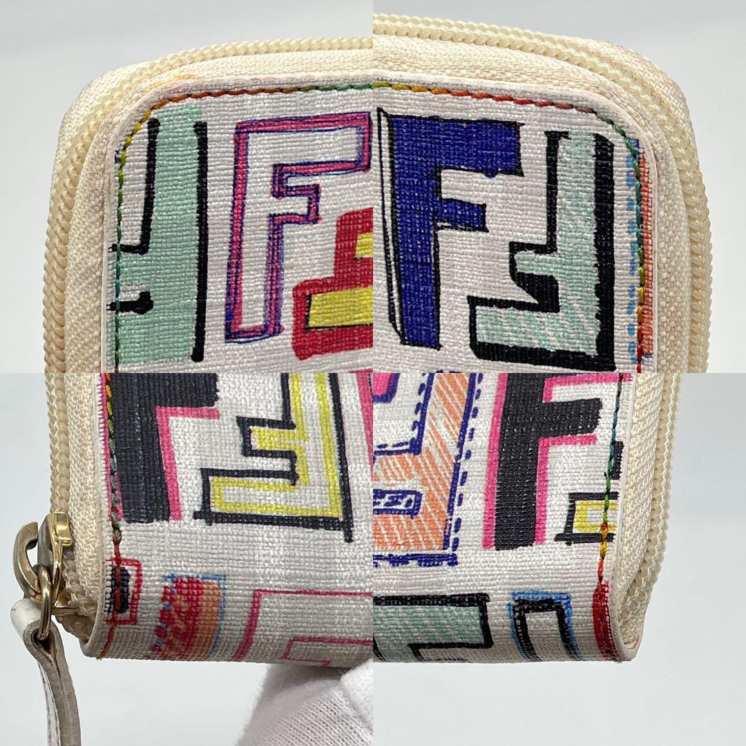 【希少】FENDI 長財布 ラウンドファスナー ズッカ柄 マルチカラー PVC