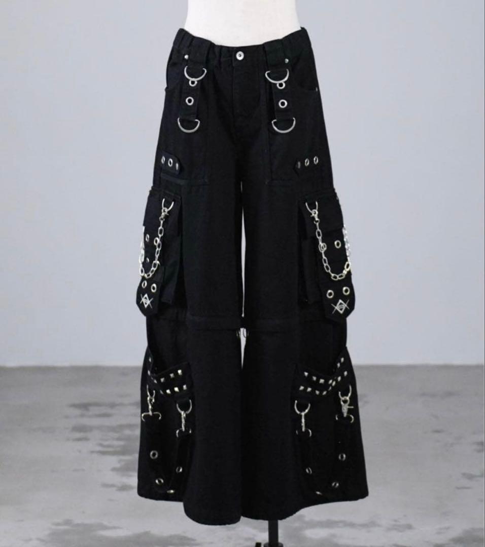 【瑠華】REFLEM ブラックカーゴパンツ 2way 未使用に近い