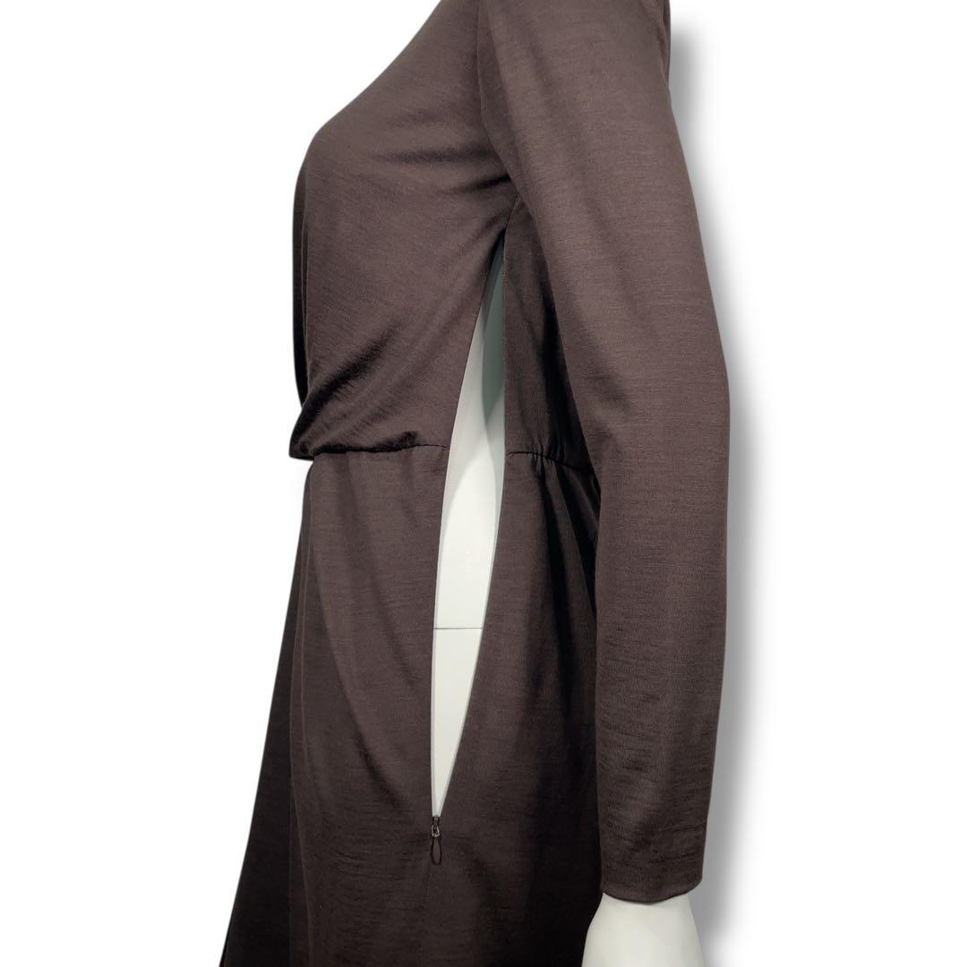 極美品 モラビト 上質ウール100% ビーズ装飾 ドレープワンピース 38