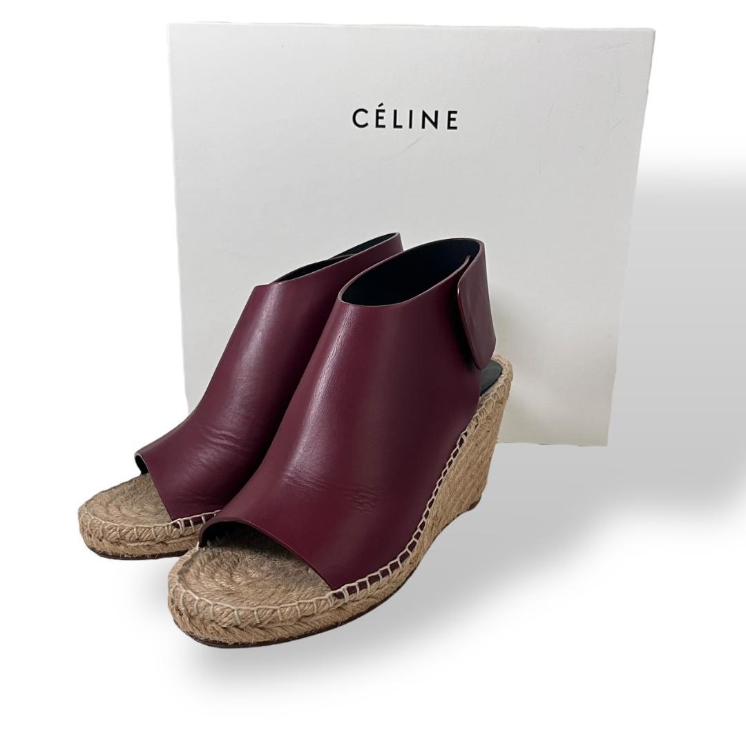 美品 セリーヌ フィービー期 レザー ウェッジソールサンダル 36 箱付き