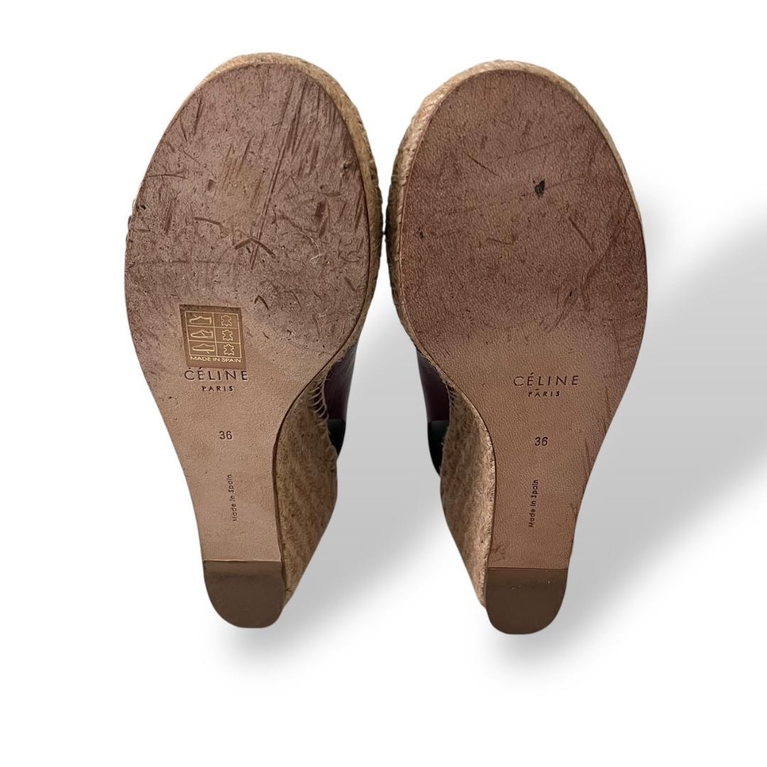 美品 セリーヌ フィービー期 レザー ウェッジソールサンダル 36 箱付き