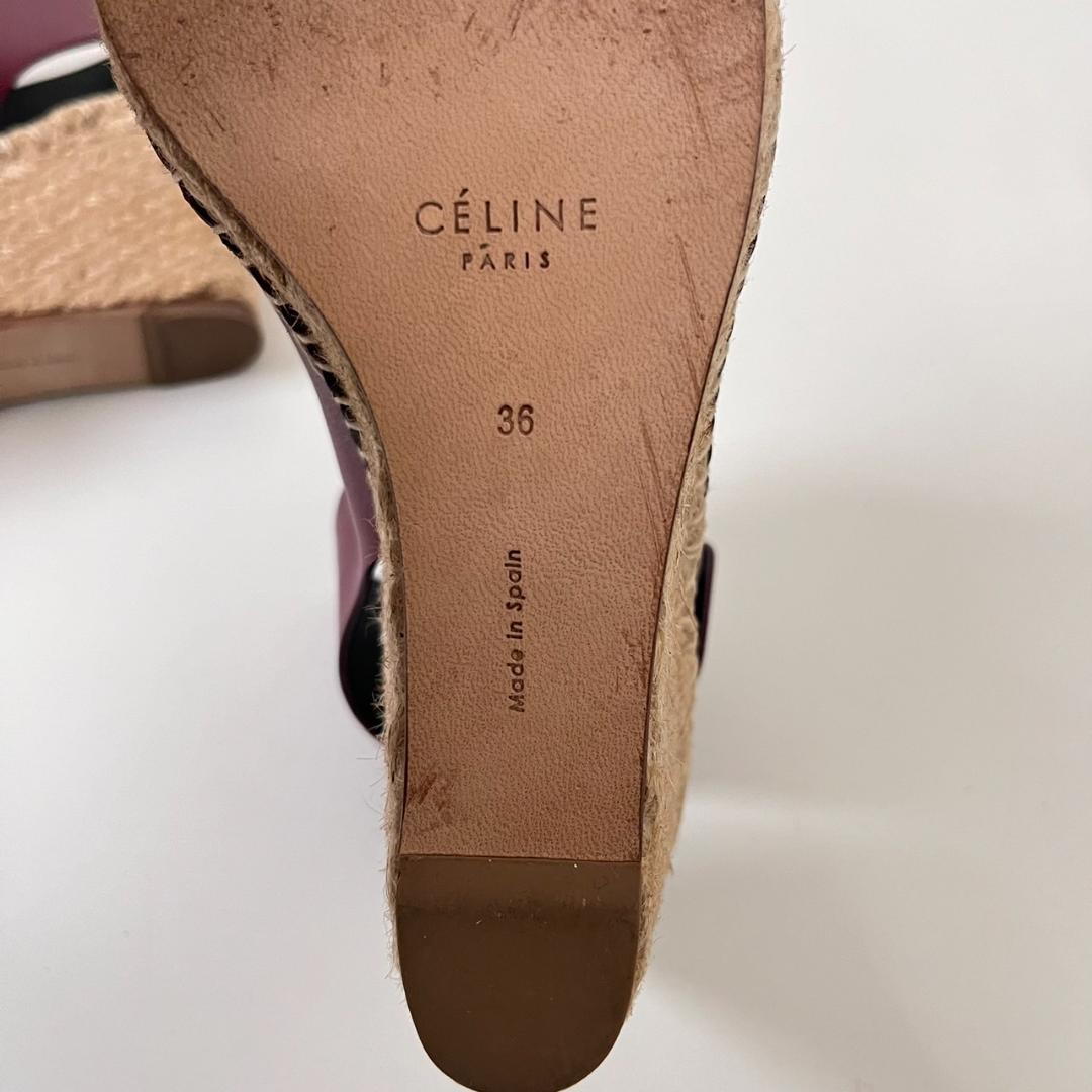 美品 セリーヌ フィービー期 レザー ウェッジソールサンダル 36 箱付き