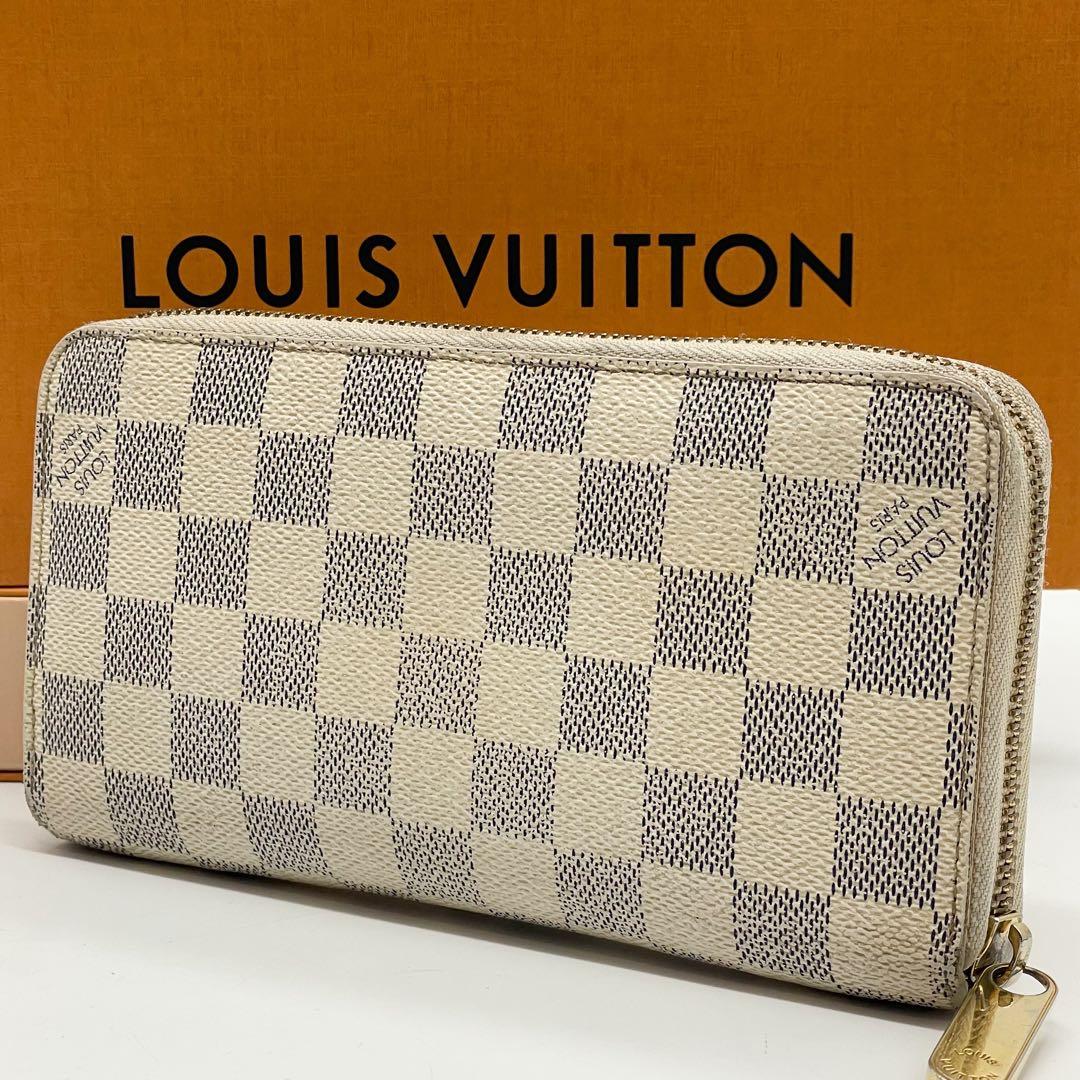 ルイヴィトン ジッピーウォレット ダミエ アズール ラウンド 長財布 ホワイト
