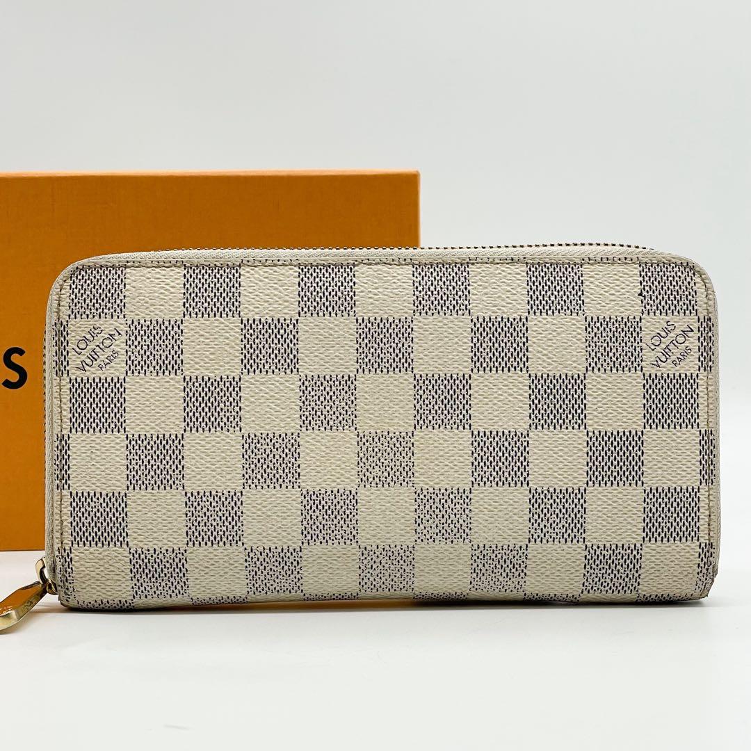 ルイヴィトン ジッピーウォレット ダミエ アズール ラウンド 長財布 ホワイト