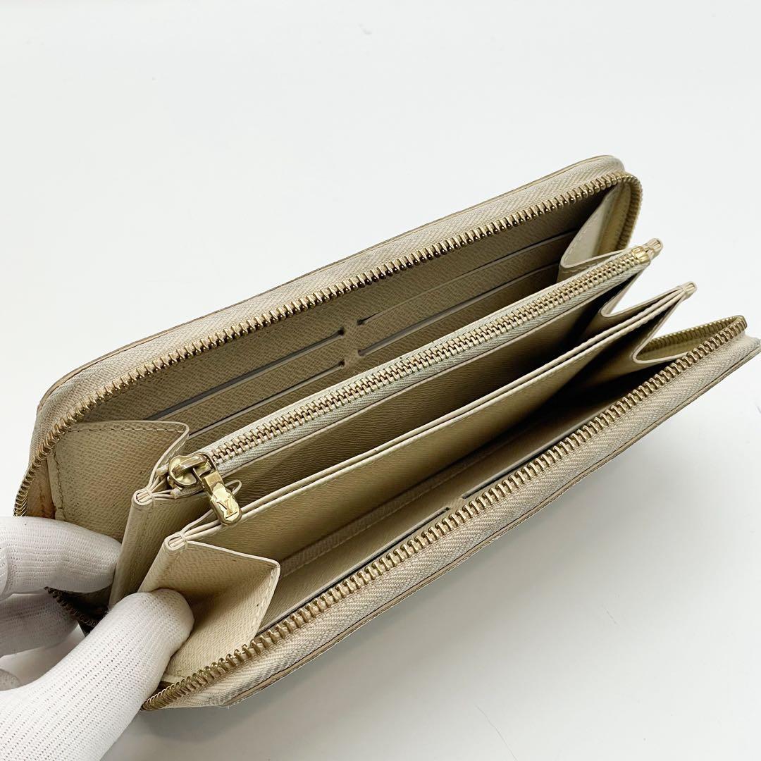 ルイヴィトン ジッピーウォレット ダミエ アズール ラウンド 長財布 ホワイト