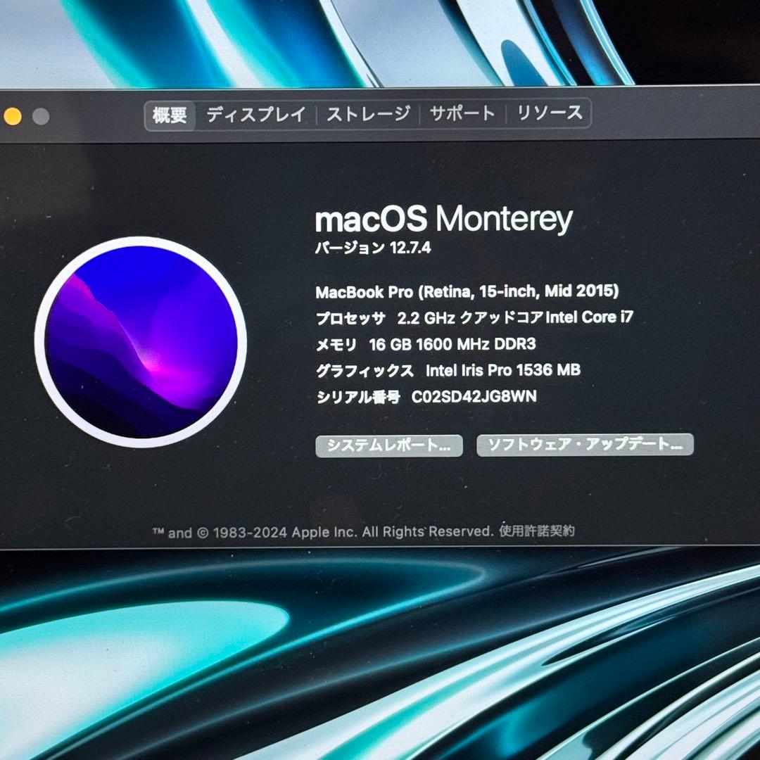 【新生活応援】MacBook Pro 15㌅ A1398 i7/16G/256G