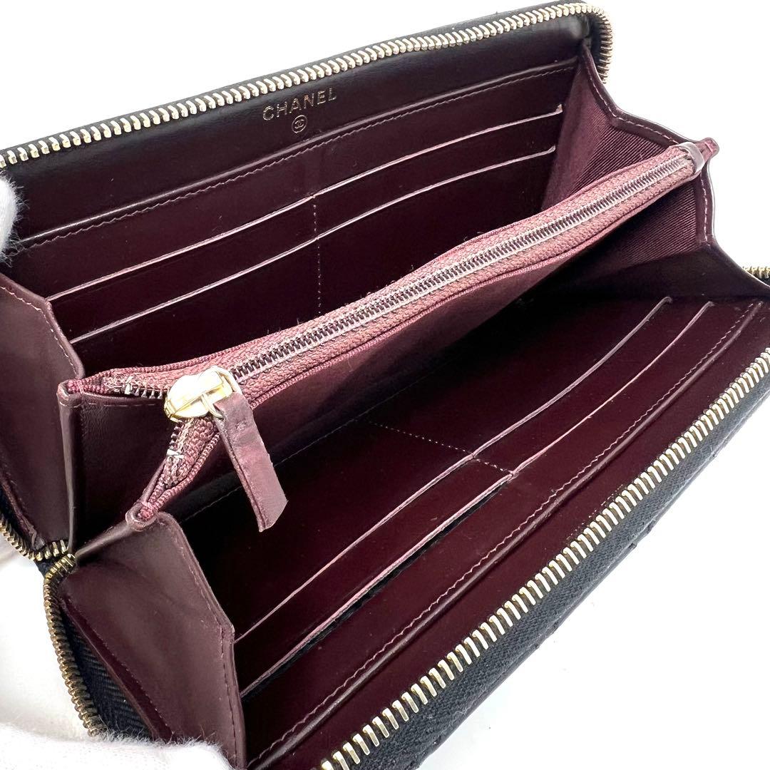 CHANEL シャネル キャビアスキン マトラッセ ラウンドジップ 長財布