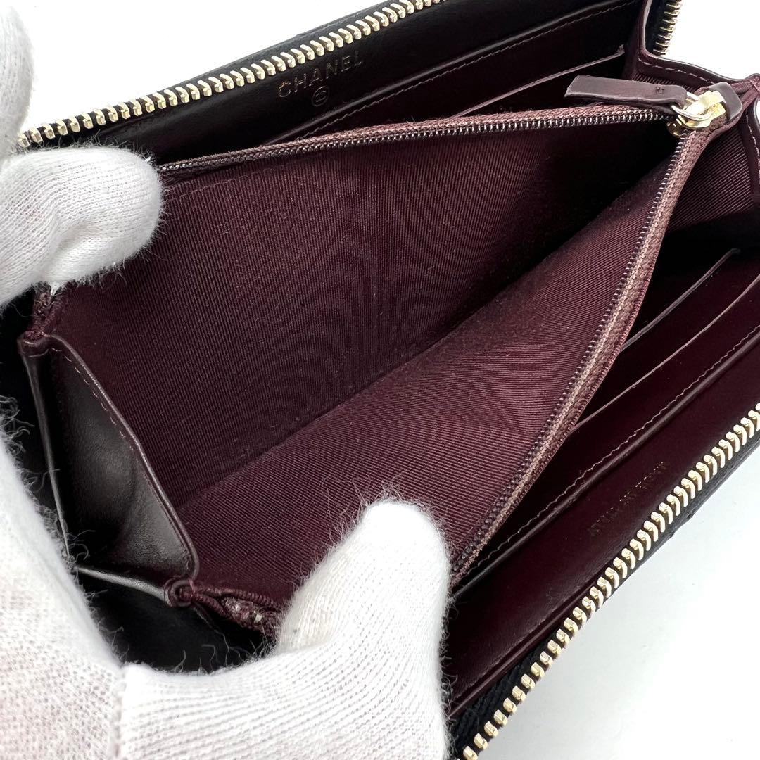 CHANEL シャネル キャビアスキン マトラッセ ラウンドジップ 長財布