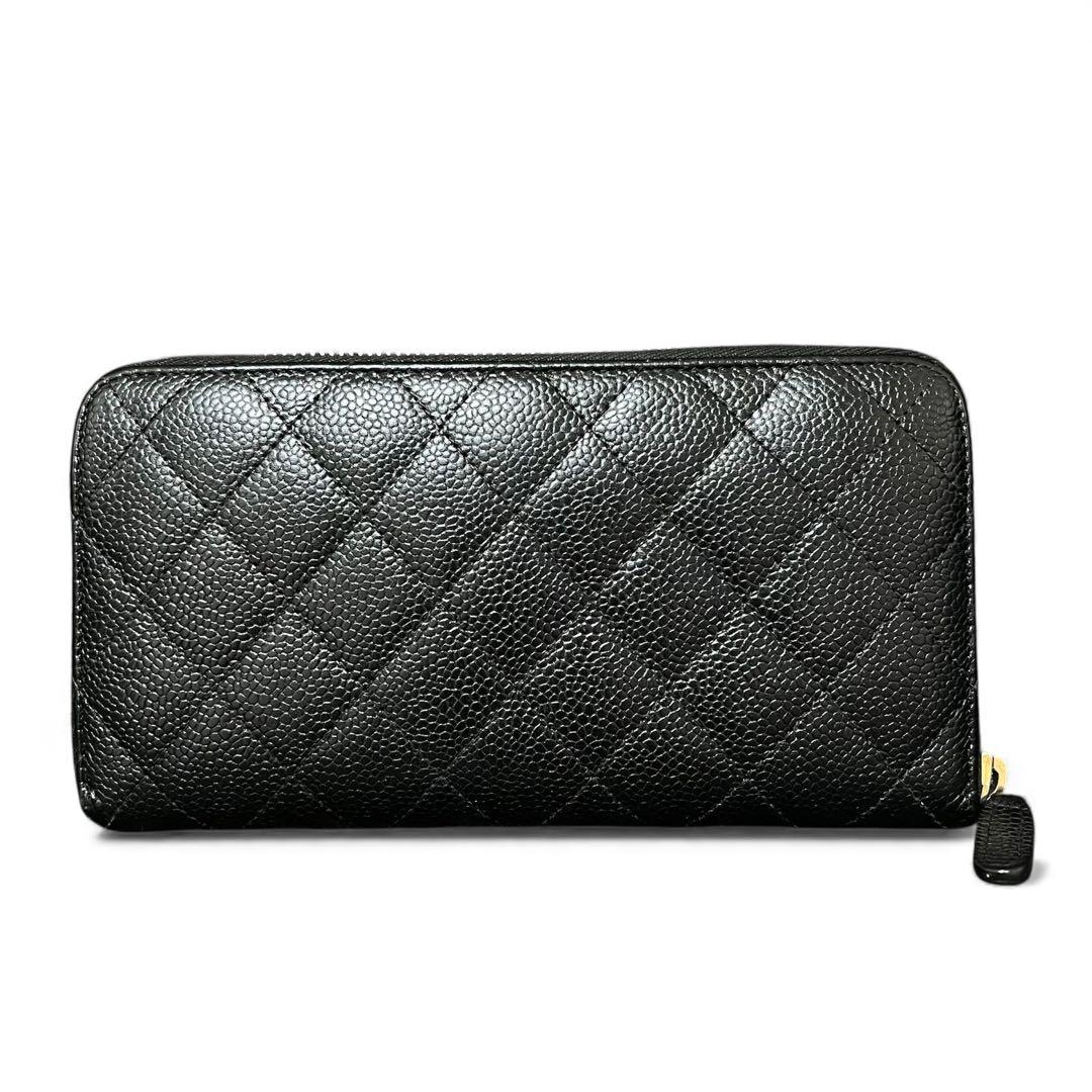 CHANEL シャネル キャビアスキン マトラッセ ラウンドジップ 長財布