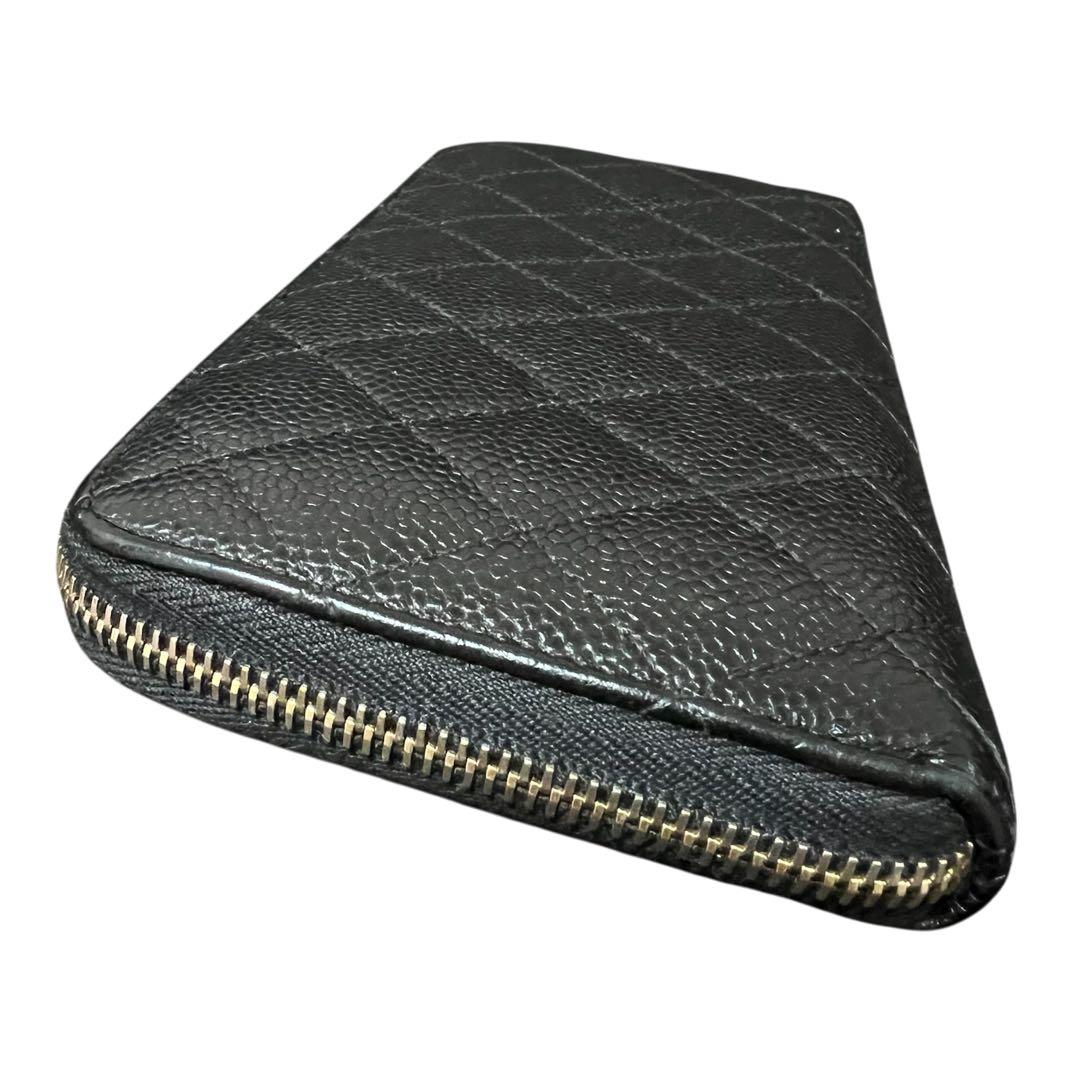 CHANEL シャネル キャビアスキン マトラッセ ラウンドジップ 長財布