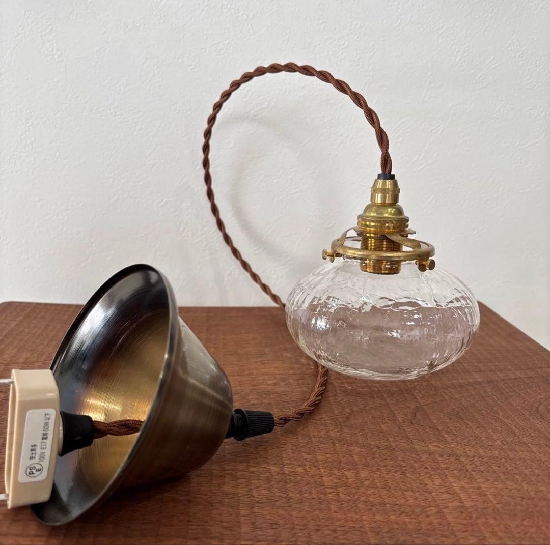 安土草多　ペンダントライト [E17] 平球 クラック　 ガラス 照明