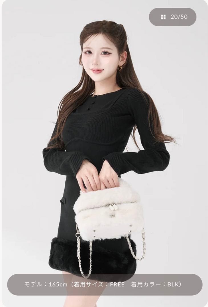 ダーリッチ　ビジューケープニットミニワンピース　ブラック