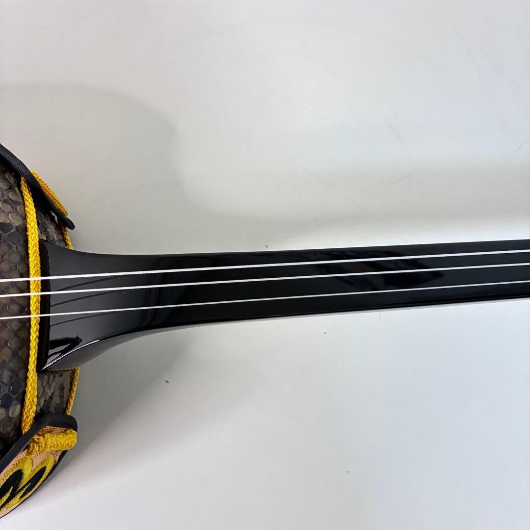 沖縄 三線 本蛇革 黒塗り棹 蛇皮 ハードケース