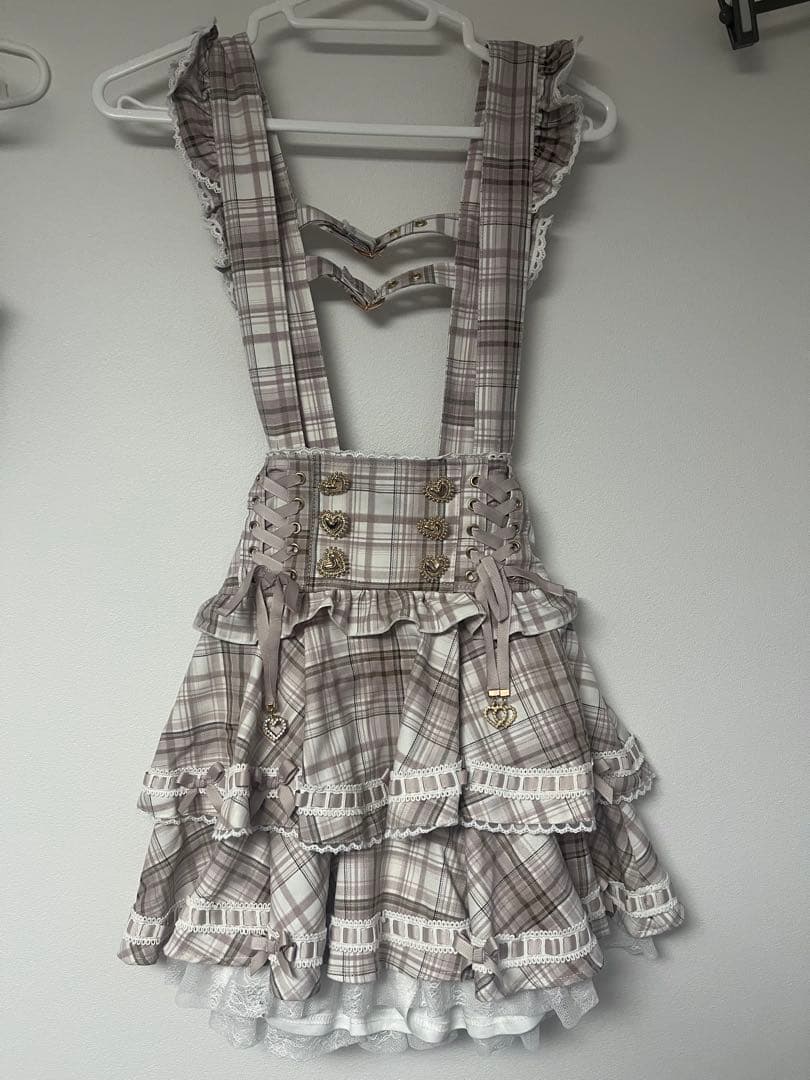 リズリサ はしごリボンチェックティアードスカパン