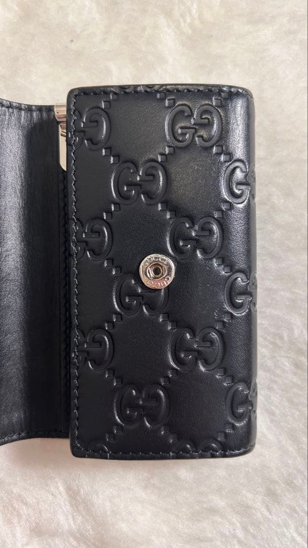 GUCCI　6連キーケース　GG型押し　リング　シマレザー