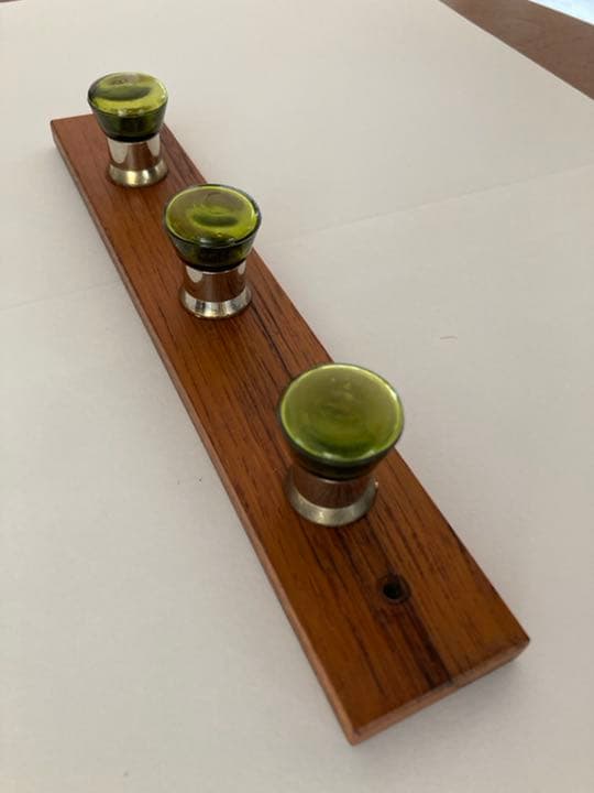 E4: 北欧　ヴィンテージ　チーク　ガラス　フック