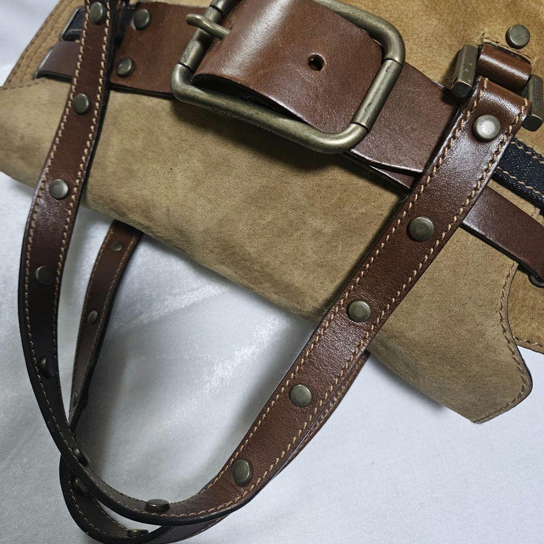 【美品】DOLCE & GABBANA スエードデニムハンドバッグ ヴィンテージ